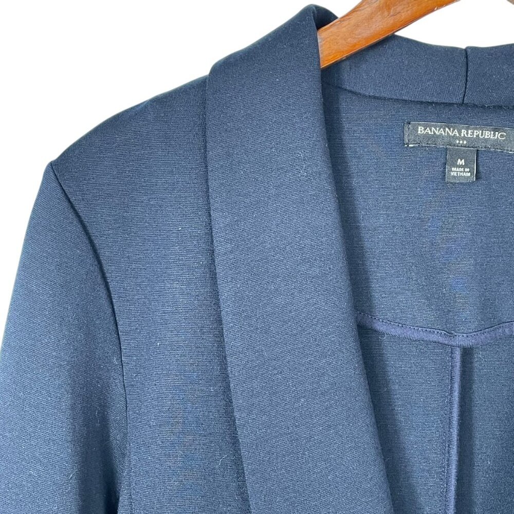 Banana Republic Slim Shawl Collar Knit Blazer Jacket Navy Blue Medium - Picture 5 of 12